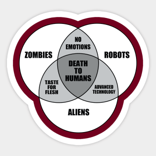 Zombie, Alien, Robot Venn Diagram Sticker